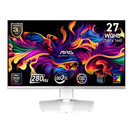 26,5" MSI MAG 272QPW monitor (QD-OLED, 2560x1440, 280Hz, 0,03ms, 2xHDMI, DP, USB-C, fehér)