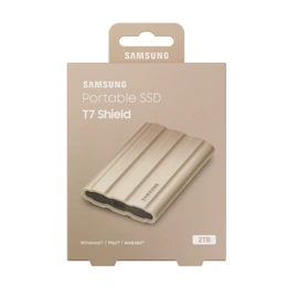 2 TB Samsung T7 Shield külső SSD (2,5", USB 3.2 Gen2 C, 1050 MB/s olvasás, 1000 MB/s írás, 256-bit AES, IP65, barna)