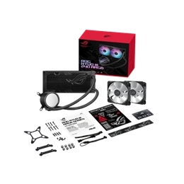 ASUS ROG RYUO III 240 vízhűtés (240 mm, 2x120 mm ventilátor, PWM, max 2200 RPM, max 36,45 dBA, ARGB, fekete)