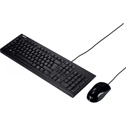 ASUS U2000 vezetékes billentyűzet + egér (fekete, USB, magyar kiosztás, 150 cm kábel, 1000 DPI)
