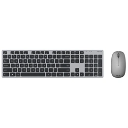 ASUS W5000 vezeték nélküli billentyűzet és egér (szürke, RF 2,4 GHz, USB-dongle, 10 m hatótáv, optikai egér 1600 DPI, HU