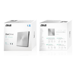 ASUS ZenDrive U9M DVD-író (USB-C, ezüst, dobozos, ultravékony, hordozható, 8-szoros)