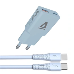 AVAX CH6415 hálózati töltő és USB-C kábel csomag (30W GaN töltő, 60W USB-C kábel, 1,5 m, fehér)