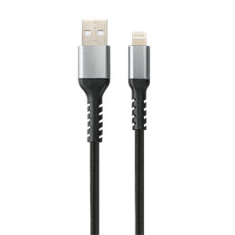 AVAX adat- és töltőkábel (USB-A / Lightning, 3A, 1,5 m, acélszürke)