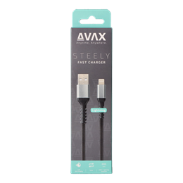 AVAX adat- és töltőkábel (USB-A / Lightning, 3A, 1,5 m, acélszürke)