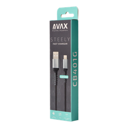 AVAX adat- és töltőkábel (USB-A / Lightning, 3A, 1,5 m, acélszürke)