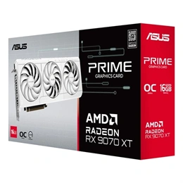Asus Radeon RX 9070 XT Prime OC VGA (PCIe 5.0, 16 GB GDDR6, 3xDP+HDMI, 3x8-pin, fehér)