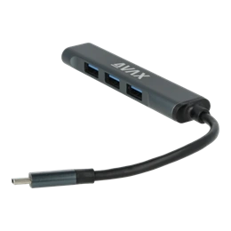 Avax HB601 CONNECT+ USB hub (Type-C, 4x USB 3.0, fekete)
