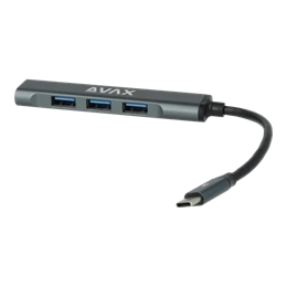 Avax HB601 CONNECT+ USB hub (Type-C, 4x USB 3.0, fekete)