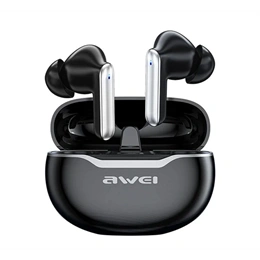 Awei T50 bluetooth fülhallgató sztereó (v5.3, TWS, mikrofon, zajszűrő, 6 óra lejátszás, töltőtok, fekete/fehér)