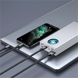 Baseus Amblight vésztöltő 4 usb+1 type-c aljzat (30000 mAh, 65W, PD3.0, QC3.0, SCP, FCP, AFC, LED kijelző, 100W type-c k