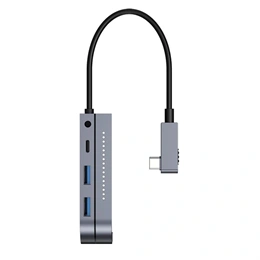 Baseus Bend Angle No.7 USB Type-C hub (1×HDMI 4K@30Hz, 2×USB-A 3.0, USB-C PD 100 W, microSD, 3,5 mm jack, szürke)