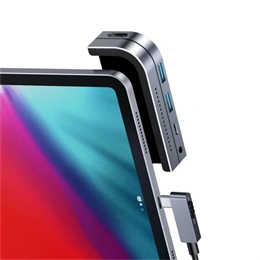 Baseus Bend Angle No.7 USB Type-C hub (1×HDMI 4K@30Hz, 2×USB-A 3.0, USB-C PD 100 W, microSD, 3,5 mm jack, szürke)