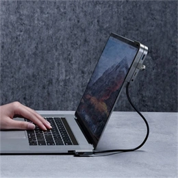 Baseus Bend Angle No.7 USB Type-C hub (1×HDMI 4K@30Hz, 2×USB-A 3.0, USB-C PD 100 W, microSD, 3,5 mm jack, szürke)