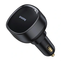 Baseus Enjoyment Pro autós töltő (55W, 1×USB Type-A, 1×Lightning kihúzható kábel 70 cm, QC3.0, aranyozott érintkezők, fe