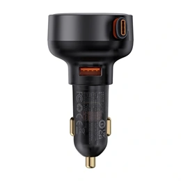 Baseus Enjoyment Pro autós töltő (60W, 1× USB Type-A, kihúzható USB Type-C kábel 70 cm, PD 3.0, fekete)