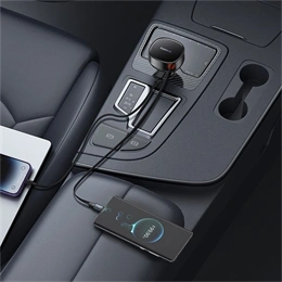 Baseus Enjoyment Pro autós töltő (60W, 1× USB Type-A, kihúzható USB Type-C kábel 70 cm, PD 3.0, fekete)