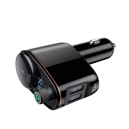 Baseus FM transmitter autós töltő (szivargyújtó, 2 USB aljzat, Bluetooth 4.2, 3.4A, fekete)