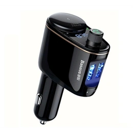 Baseus FM transmitter autós töltő (szivargyújtó, 2 USB aljzat, Bluetooth 4.2, 3.4A, fekete)