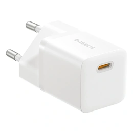 Baseus GaN5 Mini 1C hálózati töltő type-c aljzat (25W, GaN5, PD gyorstöltő, prémium minőség, fehér)