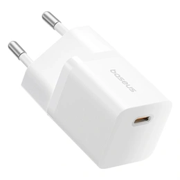 Baseus GaN5 Mini 1C hálózati töltő type-c aljzat (25W, GaN5, PD gyorstöltő, prémium minőség, fehér)