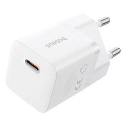 Baseus GaN5 Mini 1C hálózati töltő type-c aljzat (25W, GaN5, PD gyorstöltő, prémium minőség, fehér)