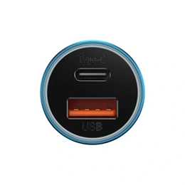 Baseus Golden Contactor Max autós töltő (60 W, 1×USB Type-A, 1×USB Type-C, kék)