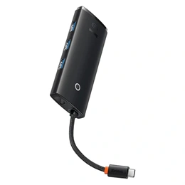 Baseus Lite 5-Port USB Type-C hub (HDMI 4K@30Hz, 3×USB-A 3.0, USB-C PD 100W, 25 cm, fekete)