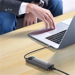Baseus Metal Gleam 7in1 USB Type-C hub (1×HDMI 4K@30Hz, 2×USB-A 3.0, 1×USB-C PD 100 W, 1×USB-C adatport, SD, microSD, 17