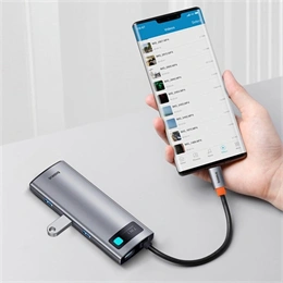 Baseus Metal Gleam Type-C hub 7in1 (1×HDMI 4K@60Hz, 3xUSB-A 3.0 (5 Gbps), 1xUSB-C PD 100W, SD, microSD, 17 cm kábel, szü