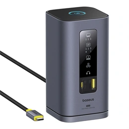 Baseus Spacemate 11in1 USB-C hub (3×HDMI4K@60Hz,4×USB-A,USB-C3.2,PD100W/85W,RJ451Gbps,3,5mm audió,szürke)