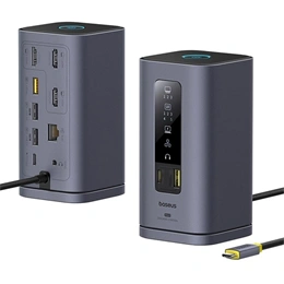 Baseus Spacemate 11in1 USB-C hub (3×HDMI4K@60Hz,4×USB-A,USB-C3.2,PD100W/85W,RJ451Gbps,3,5mm audió,szürke)