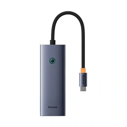 Baseus UltraJoy Type-C hub 5in1 (HDMI 4K@30Hz, 3xUSB-A 5 Gbps, USB-C PD 100W, kábel 22 cm, szürke)