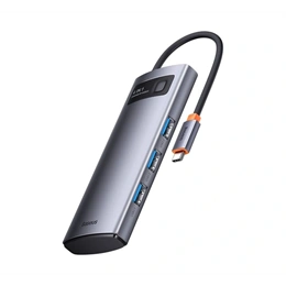 Baseus type-c hub 4in1 (aktív, elosztó, 4 usb aljzat, gyorstöltő, sötétszürke)