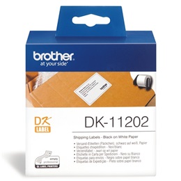 Brother etikett DK-11202 (62 mm x 100 mm, elővágott, papír, direkt termál, öntapadó, fehér alapon fekete, 300 db)