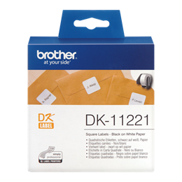 Brother etikett címke DK-11221 (23 x 23 mm, négyzet alakú, elővágott, papír, 1000 db, fehér alapon fekete)