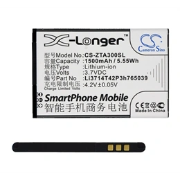 Cameron Sino akku 1500mah li-ion (3,7V, ZTE Li3714T42P3h765039 kompatibilis, fekete)