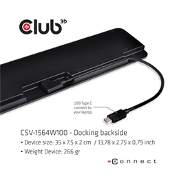 Club3D USB Type-C dokkoló (3× USB-C 3.2 Gen1, 4× USB-A, HDMI, DisplayPort, VGA, microSD/SD, Gigabit LAN, 3,5 mm jack, PD