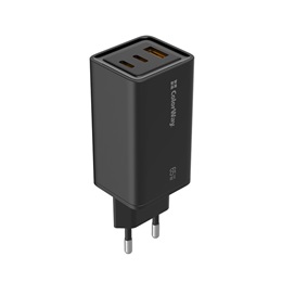 ColorWay GaN3 Pro Power Delivery töltő (65W, USB-A + 2× USB Type-C, PD 3.0, fekete)