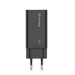 ColorWay GaN3 Pro Power Delivery töltő (65W, USB-A + 2× USB Type-C, PD 3.0, fekete)