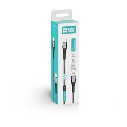 ColorWay USB adat- és töltőkábel (C dugó / Lightning, PD 30W, 1 m, szürke)