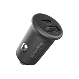 ColorWay autós töltő CW-CHA029PD-GR (2x USB, Type-C PD20W + USB QC3.0, 38W, szürke)