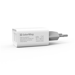 Colorway USB töltő adapter (2xUSB, Auto ID, 2.1A, 10W, fehér, CW-CHS015-WT)