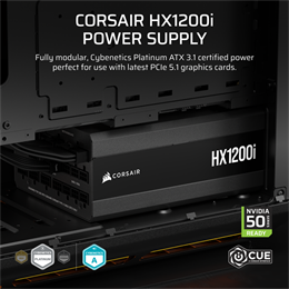 Corsair HX1200i tápegység (1200 W, 80+ Platinum, ATX 3.1, PCIe 5.1, teljesen moduláris)