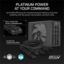 Corsair HX1200i tápegység (1200 W, 80+ Platinum, ATX 3.1, PCIe 5.1, teljesen moduláris)