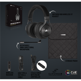 Corsair Virtuoso Wireless XT vezeték nélküli headset (Dolby Atmos, RGB világítás, mikrofon, 50 mm meghajtó, 15 óra üzemi