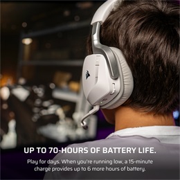 Corsair Void V2 vezeték nélküli gaming fejhallgató (Dolby Atmos, mikrofon, 2.4 GHz vevő, Bluetooth 5.3, 70 óra üzemidő,