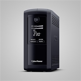 CyberPower VP1000ELCD szünetmentes tápegység (1000 VA/550 W, line-interaktív, 3x Schuko, USB+soros, 4 ms, torony)