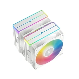 DeepCool AG620 WH V2 ARGB CPU hűtő (120 mm, 2 ventilátor, PWM, max 1950 RPM, 29,4 dBA, hidrodinamikus csapágy, fehér)