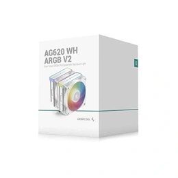 DeepCool AG620 WH V2 ARGB CPU hűtő (120 mm, 2 ventilátor, PWM, max 1950 RPM, 29,4 dBA, hidrodinamikus csapágy, fehér)